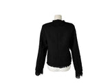 Conbe No Collar Fringe Tweed Jacket