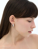 Champagne Moon Silver Gout Glint Earrings M