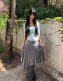 Luckin unbalanced midi skirt