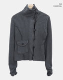 Puan High-Neck Button Knit Cardigan