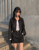 Rank Black Denim Mini Skirt