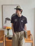 Recl 96 Striped Collared Short Sleeve T-shirt