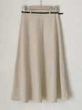 Meshu Suede Flare Long Skirt (Belt Set)