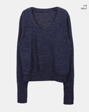 Sabine Stripe Color Matching V-Neck Long Sleeve Knit