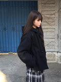 Huen High Neck Duffle Over Wool Hood Midi Coat