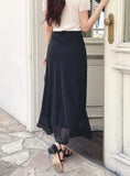 Ain Dot Chiffon Banding Long Skirt