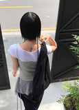 SIDE SHIRRING CAP SLEEVE T