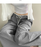 Summer Color Matching Stripe Banding Wide Pants