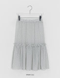 Pmari Layered Dot Banding Midi Skirt