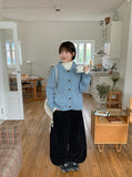 Picho round collar cable wool knit cardigan