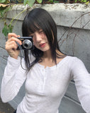 Laju RIb Button Round Neck Long Sleeve T-Shirt
