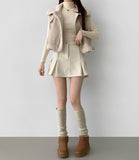 Corduroy Fleece Brushed A-line Pleated Winter Pants Skirt