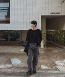 Crossing Rivet Ribbed Long Sleeve