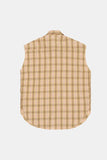 Rough crop sleeveless snap check shirt