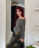 [wool43%] Days Fold Off-Shoulder Knit
