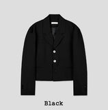 Ellier Three-Button Cropped Blazer