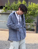 curd over check shirt