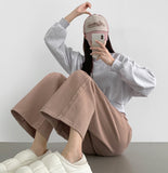 Hidden Banding Mute Color Long Wide Cotton Pants