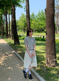 Totree Summer Stripe Collar Short-Sleeved Knit