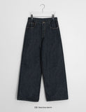 Pellet Stitch Cut Raw Denim Wide Pants