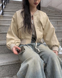 Midyu Leather Crop Blouson Jumper