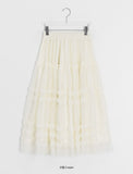 Lanbaf Frill Tiered Layered Long Skirt