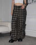 Maku checkered pocket long wide pants