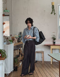 [LAN ARCHIVE] Big collar balloon linen shirt