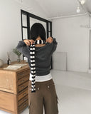 Ronky Two Way Cropped Hooded Knitwear Zip-Up