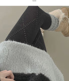 Dia Embroidered Hole Point Thick Span Winter Cotton Stockings