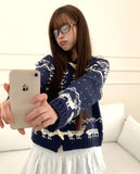 Murfu Nordic Collar Duffle Loose Fit Long Sleeve Knit Cardigan