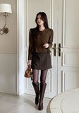 Tome Wool A-line Wrap Mini Skirt