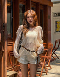 [Cup sleeveless + Belt set] Summer Bohemian Net Knit Set
