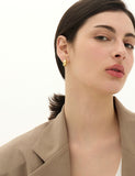 Champagne Full Moon Silver Grip One Touch Earrings