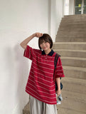 [BAONHAUS] AANS Stripe Rugby Collar Short Sleeve Tee