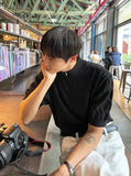 Cable knit short sleeve half zip up ver