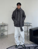 Blanc brush knit hooded zip-up