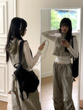 Tabe Shirring Jogger Nylon Vest Pants Set-up Pants