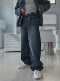 Kusi back band balloon denim pants