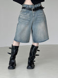 Quartet washed Bermuda denim