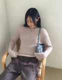 Real Wool Mute Alpaca Ribbed Long Sleeve Knit