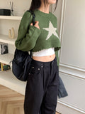 Leamu Green Star Crop Knit