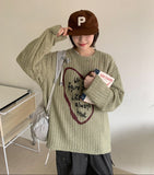 [unisex] Poneki heart printing mesh over knit tee
