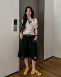 Lunatic Funky Print Off-Shoulder Short Sleeve
