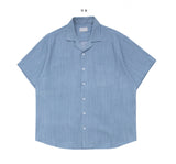 Denim open short sleeve shirt