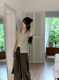 Nalky Bokashi V-neck Slit Long Sleeve Knit