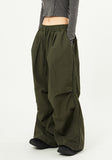 Hem snap pintuck nylon banding pants