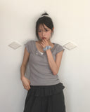 Shud Dot Snap Button Short Sleeve T-Shirt
