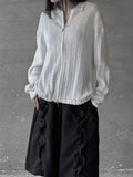 Herringbone punching two-way knit zip-up