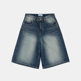 Tin brush washed bermuda denim half pants